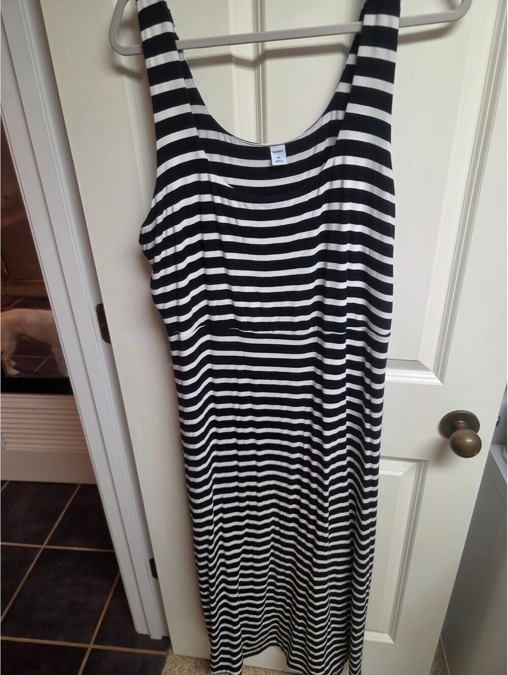 Old Navy Women's Black and White Striped Tank Dress XXL